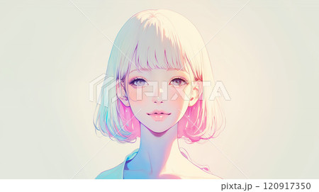 透明感ある女性のポートレートイラスト 120917350