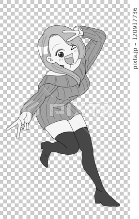 ノリノリでポーズを決めるギャル グレー 120917736