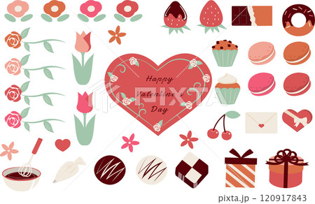 かわいいバレンタインのアイコンイラスト素材 かわいいバレンタインのアイコンイラスト素材 120917843