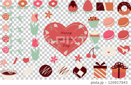可愛的情人節圖示插畫素材 可愛的情人節圖示插畫素材 120917843