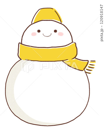 黄色いマフラーをした雪だるまのイラスト 120918147