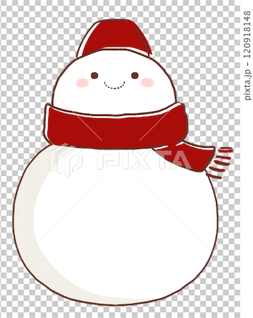 Illustration of a snowman wearing a red scarf 120918148