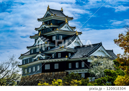【日本100名城】岡山城 天守と春の空2 岡山県岡山市北区 【日本100名城】岡山城 天守と春の空2 岡山県岡山市北区 120918304