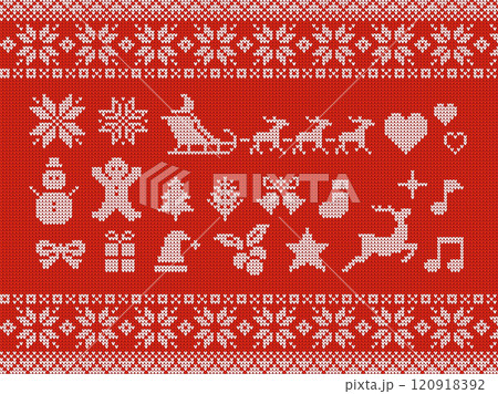 ニット風のクリスマスのアイコンイラスト 120918392