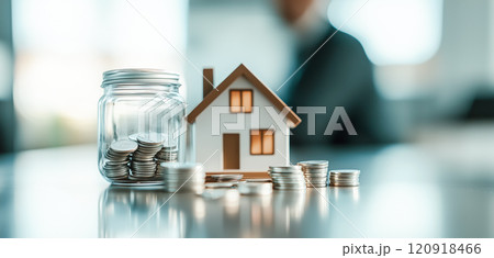 モダンな金融コンセプト、貯蓄と不動産のテーマ 120918466