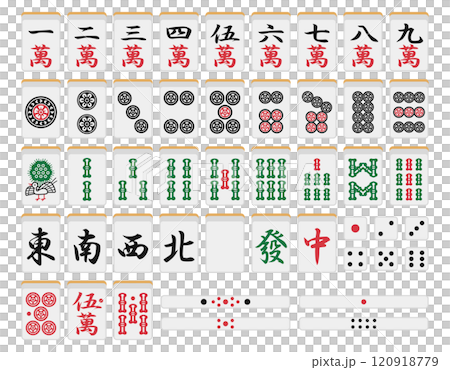 Mahjong tiles, sticks and dice set 120918779