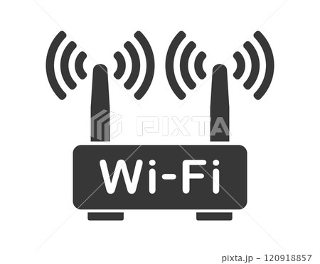 Wifi router icon symbol shape. Wlan modem sign logo silhouette. adsl, dsl, network, internet connection. Vector illustration. Isolated on white background. Wifi router icon symbol shape. Wlan modem sign logo silhouette. adsl, dsl, network, internet connection. Vector illustration. Isolated on white background. 120918857