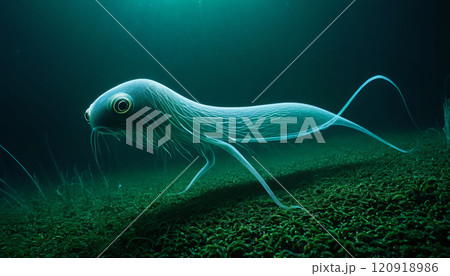 水中を泳ぐ未知の生物 120918986