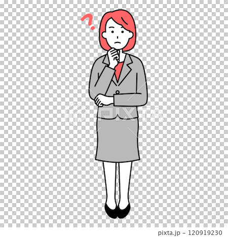 アイデアを考えるスーツの女性(全身) アイデアを考えるスーツの女性(全身) 120919230
