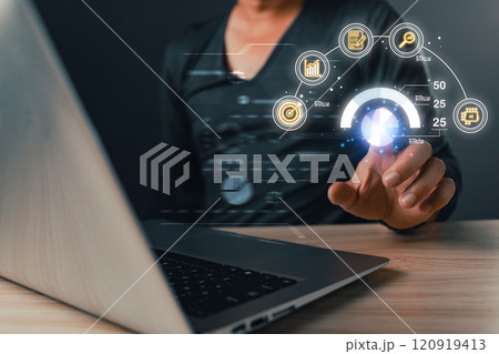 Tech company,man use graphs and progress of business and analyze financial,and investment.Use technology to plan strategy to success goals and growth stock.online business,online marketing. Tech company,man use graphs and progress of business and analyze financial,and investment.Use technology to plan strategy to success goals and growth stock.online business,online marketing. 120919413
