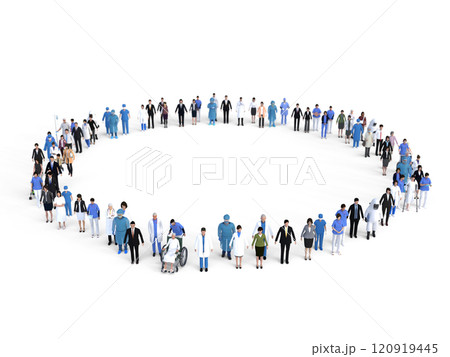 円形に並ぶ医療従事者と患者 Small 120919445