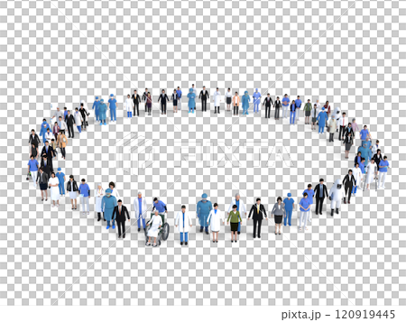 円形に並ぶ医療従事者と患者 Small 120919445