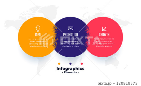 three connected steps modern infographic template 120919575