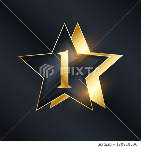 number one star label in golden color 120919630