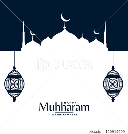 muharram festival background with mosque and lanterns muharram festival background with mosque and lanterns 120919699