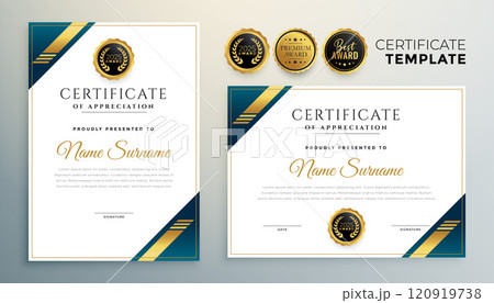 stylish diploma certificate multipurpose template in premium golden style 120919738