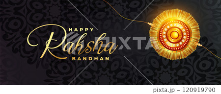 beautiful dark raksha bandhan card banner with realistic rakhi beautiful dark raksha bandhan card banner with realistic rakhi 120919790