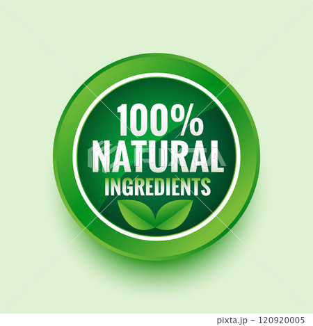 pure natural ingredients green label with leaves 120920005
