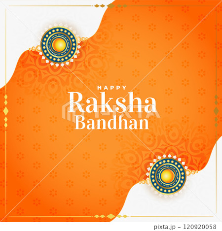 raksha bandhan festival orange greeting card design 120920058