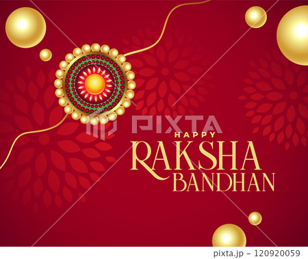 beautiful red raksha bandhan greeting card background 120920059