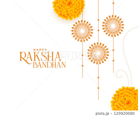 traditional raksha bandhan festival card with flower and rakhi decoration traditional raksha bandhan festival card with flower and rakhi decoration 120920080