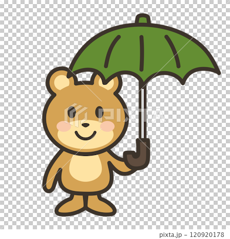 Illustration of a cute bear holding an umbrella 120920178