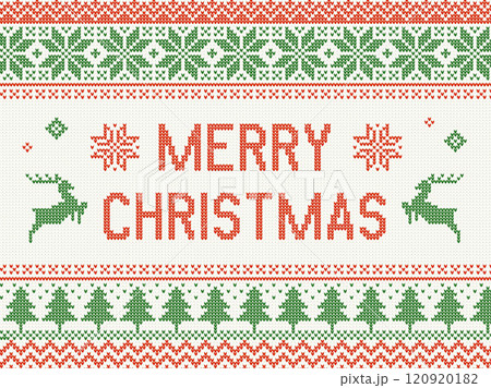 ニット風のクリスマスの背景イラスト 120920182