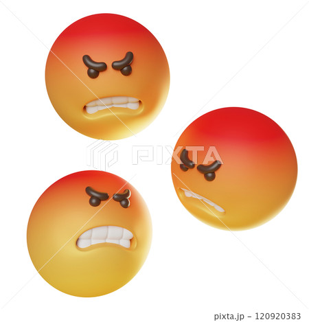 angry face emoticon 3D graphic 120920383