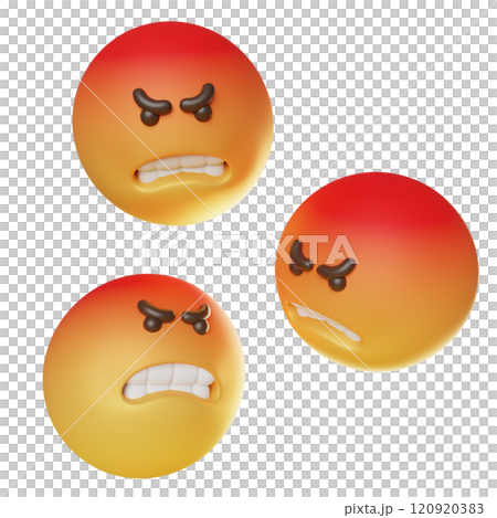 angry face emoticon 3D graphic 120920383