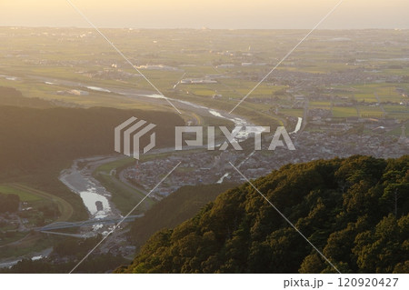 犀鶴林道（獅子吼高原）からの手取川扇状地の夕景　 120920427