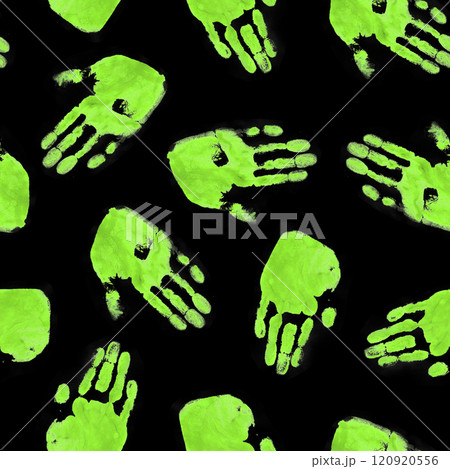 Red Handprints on Black Background 120920556