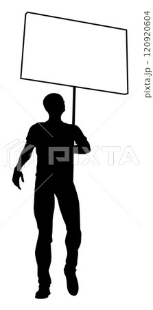 Protest Rally March Picket Sign Silhouette Person 120920604