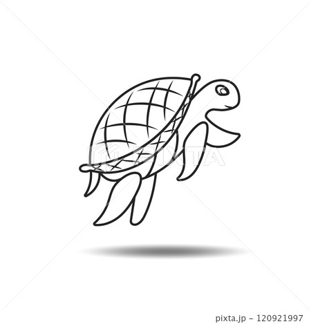 Black outline icon of a sea turtle. Vector design clipart illustration on white isolated background. Black outline icon of a sea turtle. Vector design clipart illustration on white isolated background. 120921997