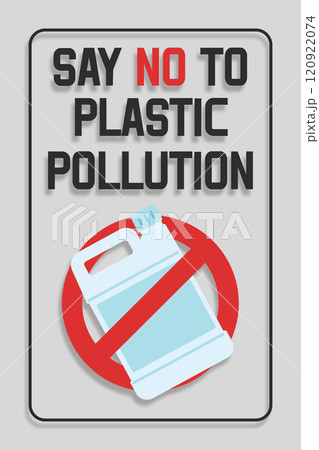 Disposable plastic. Banning plastic bottles-canister. Say no to plastic pollution. Pollution problem concept. Vector illustration. 120922074
