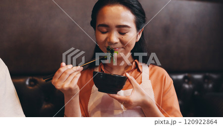 Cooking, delicious and ingredient with Japanese woman in restaurant for nutrition course, dinner and learning recipe. Catering, culture and food with people in class for aroma, menu and meal prep Cooking, delicious and ingredient with Japanese woman in restaurant for nutrition course, dinner and learning recipe. Catering, culture and food with people in class for aroma, menu and meal prep 120922864