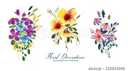 watercolor flowers set for wedding card 120923088