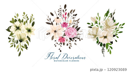 watercolor floral flowers bouquets set 120923089