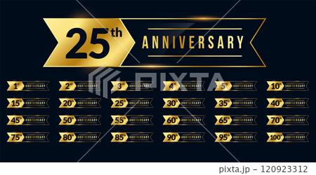 ribbon style anniversary golden labels set 120923312