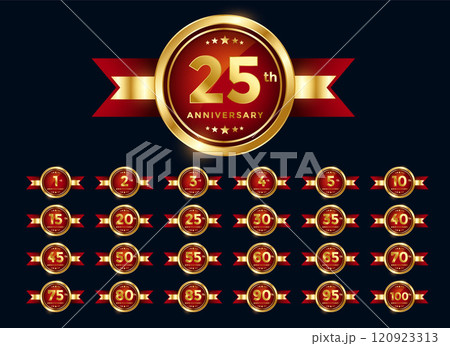 wedding anniversay red labels set design 120923313
