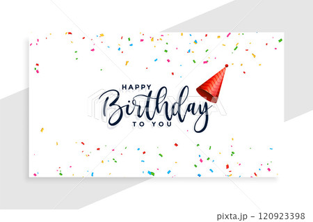 happy birthday cap with confetti background 120923398