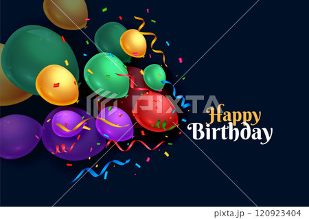 happy birthday realistic balloons card design 120923404
