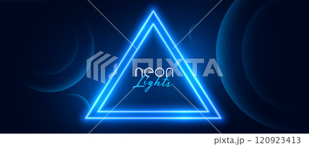 blue neon circle light frame banner design 120923413