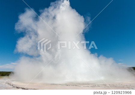 Geyser eruption in Yellowstone 120923966