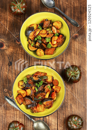 Vegetable stew with sauce. Vegetable stew with sauce. 120924525