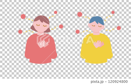 胸に手をあてる人のストックイラストタグ 胸に手をあてる人のストックイラストタグ 120924800