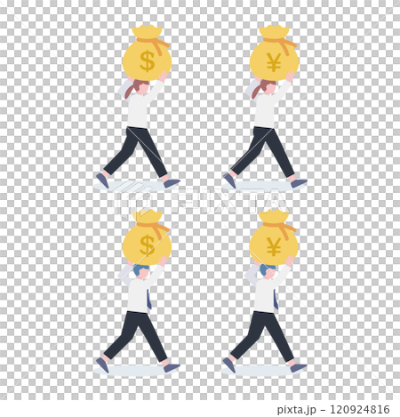 Illustration set of people holding dollar bags Illustration set of people holding dollar bags 120924816