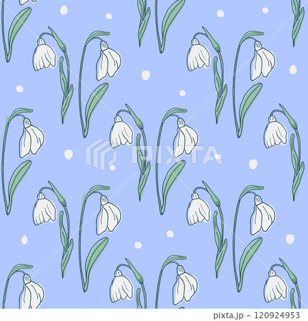 Seamless pattern with flowers. Primroses, snowdrops background for Easter, Women's Day. Ideal for backgrounds, wallpapers, textiles, packaging, stationery and more Seamless pattern with flowers. Primroses, snowdrops background for Easter, Women's Day. Ideal for backgrounds, wallpapers, textiles, packaging, stationery and more 120924953