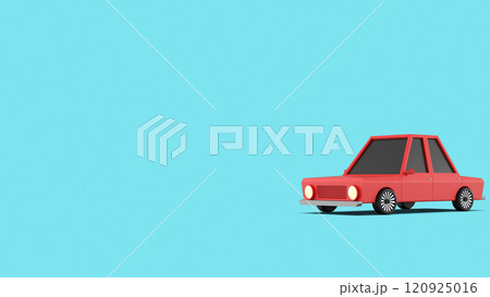 Red Sedan Car LightBlue Background Red Sedan Car LightBlue Background 120925016