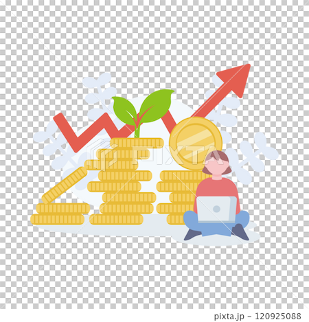 Illustration of a woman investing Illustration of a woman investing 120925088