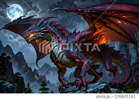 希少！牙狼ドラゴンと月の夜景 アート作品 2011年製 希少！牙狼ドラゴンと月の夜景 アート作品 2011年製 希少！牙狼
